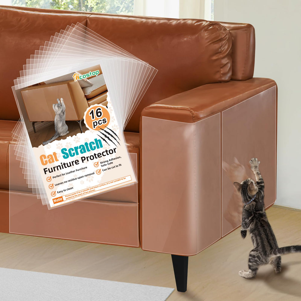 Acostop leather protector 16-pack shields leather surfaces from scratches.