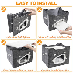 Acshio Cat House durable MDF construction withstands daily cat use.