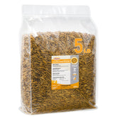 Adaman dried BSF larvae packaging in a 5 lb bag for easy storage