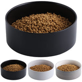 Addogyy Black Ceramic 8-inch Dog Bowl with non-slip base for mess-free meals