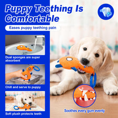 ADDPETS absorbent sponge teething toy demonstrates water retention for longer chill.