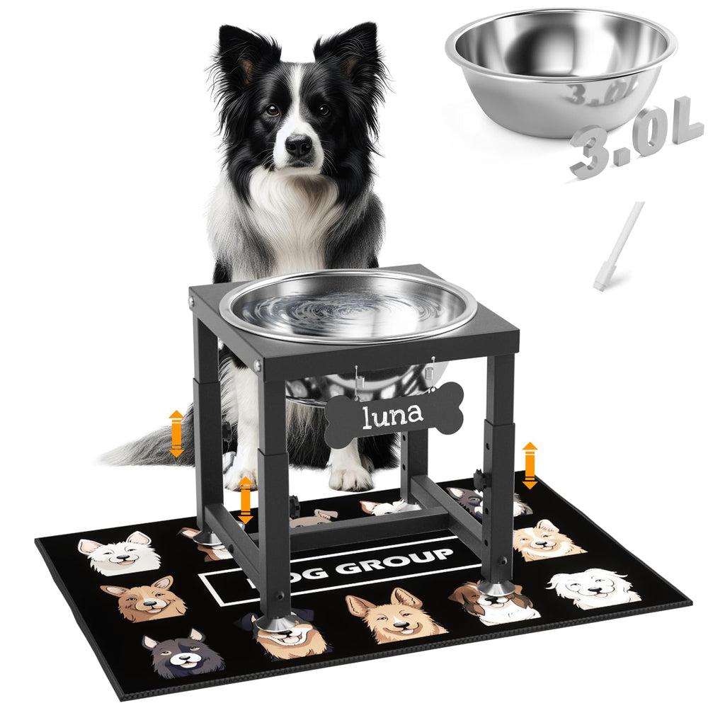 ADENGL elevated dog water bowl with adjustable height supports growing dogs.