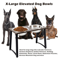 ADENGL two 3000ml stainless steel bowls provide ample food and water capacity.