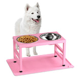 ADENGL pink metal raised dog bowl stand elevates feeding for easier neck comfort.