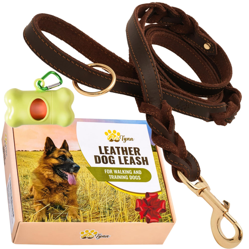 ADITYNA double-handle leash 6 ft brown for comfortable daily walks.