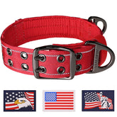 ADITYNA heavy-duty red dog collar with neoprene padding for comfortable long walks