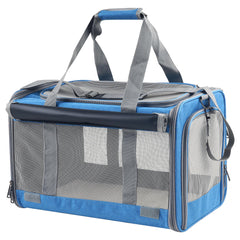 Adkyop large blue soft-sided cat carrier top ventilation for easy visibility