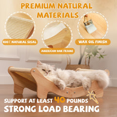 Adolug cat hammock bed with sisal post combines rest and scratching in one.