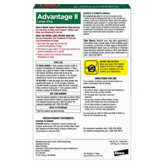Advantage II Large Dog packaging shows clear dosing and usage guidelines.
