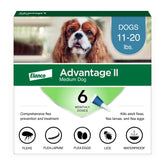 Advantage II Medium Dog bottle being poured for quick, mess-free application.