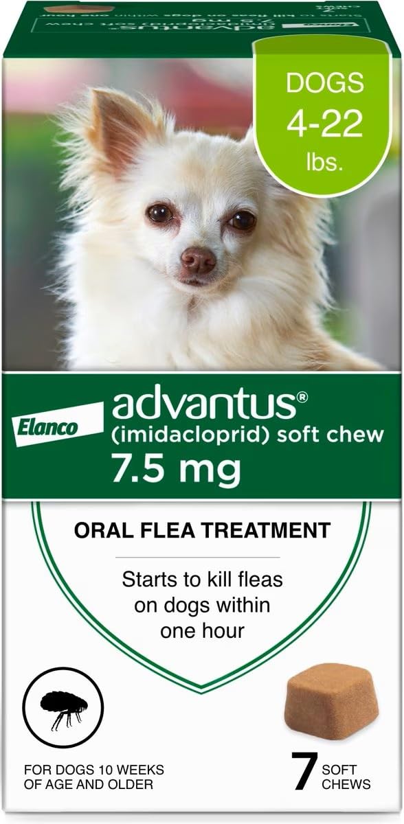 Advantus dog fast-acting oral flea treatment chew: quick flea relief within one hour.