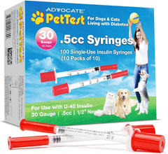PetTest U-40 insulin syringes half inch needle closeup for at home use