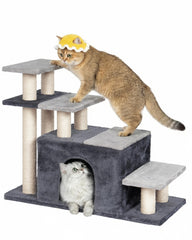 Aechonow 4-Tier Cat Stairs base with anti-slip stability supports up to 80lb cats