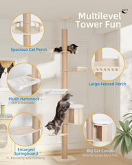 Aechonow cat tree showing adjustable height for flexible room layouts.