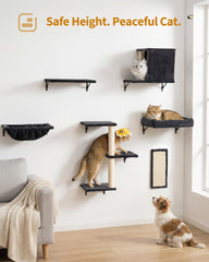 Aechonow hammock on cat wall shelves provides a snug resting space.
