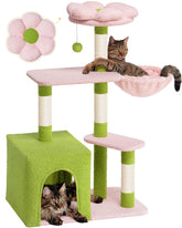 Aechonow Flower Cat Tree with a 2-door cave bed for roomy lounging