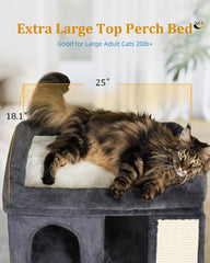 Aechonow XL cat tree condo cave high hideaway for secure comfort.