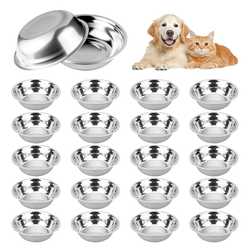 Aecsze 32oz stainless steel dog bowl set, 20-pack, ideal for multi-pet households and easy feeding.
