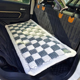 AEEISHOMEREFORM backseat pet bed in blue-grey offers plush comfort and seat protection.