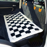 AEEISHOMEREFORM backseat pet bed mat in plaid design provides cozy protection for car journeys