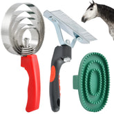 Aemygo reversible stainless steel curry comb with five rings for thorough grooming.