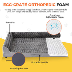 Aeroluxe dog bed with neck and head bolster for curling dogs.