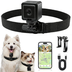 AEZ Pet Camera Collar on a dog captures 1080p footage for shareable moments.
