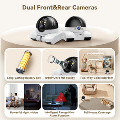 AEZ Robot Camera on Wheels 1080P rear lens for complete room coverage.