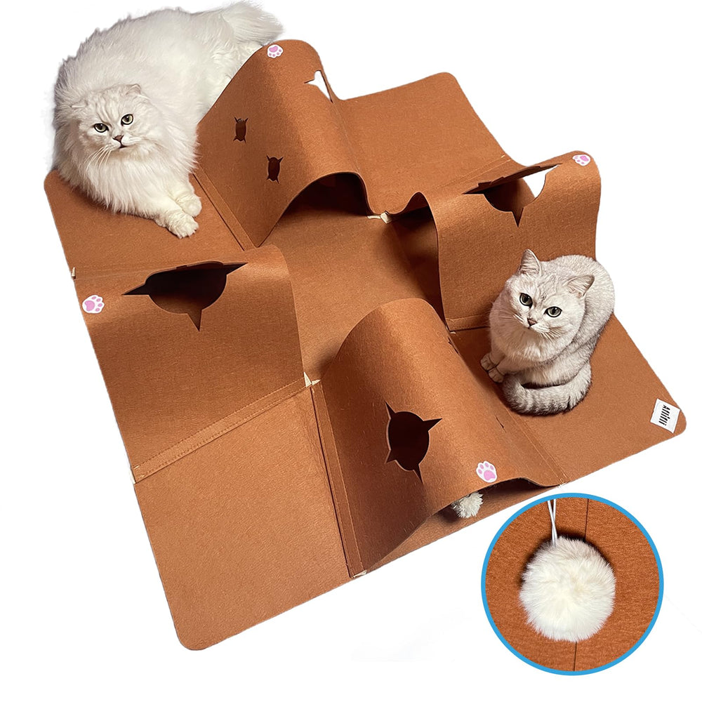 AFLIFLI interactive cat tunnel mat with 4-way cave for exploration and play