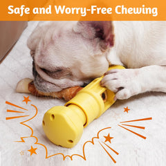 Dog enjoys a secure chew with the Agelux holder, promoting safer chewing.