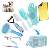 Aglads self-cleaning slicker brush tidies fur and reduces tangles.