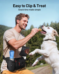 AGPTEK fanny pack showing retractable water bottle holders for on-the-go hydration.