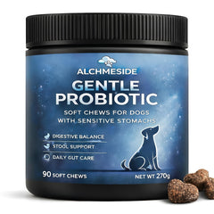 Ahgmeside dog probiotic packaging for convenient daily use.