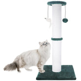Ahomdoo 34-inch green cat scratching post front view with sturdy base for durability.