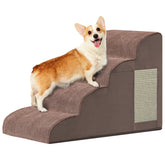 Ahpmeoa dog steps side view showing sturdy 4 step design for high beds