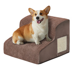 Ahpmeoa dog steps beside bed with non-slip base for safe bed access.