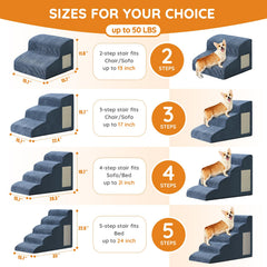 Ahpmeoa Navy 3-step stairs for couch access with stable footing.