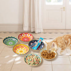 AHX stackable ceramic cat bowls for easy storage