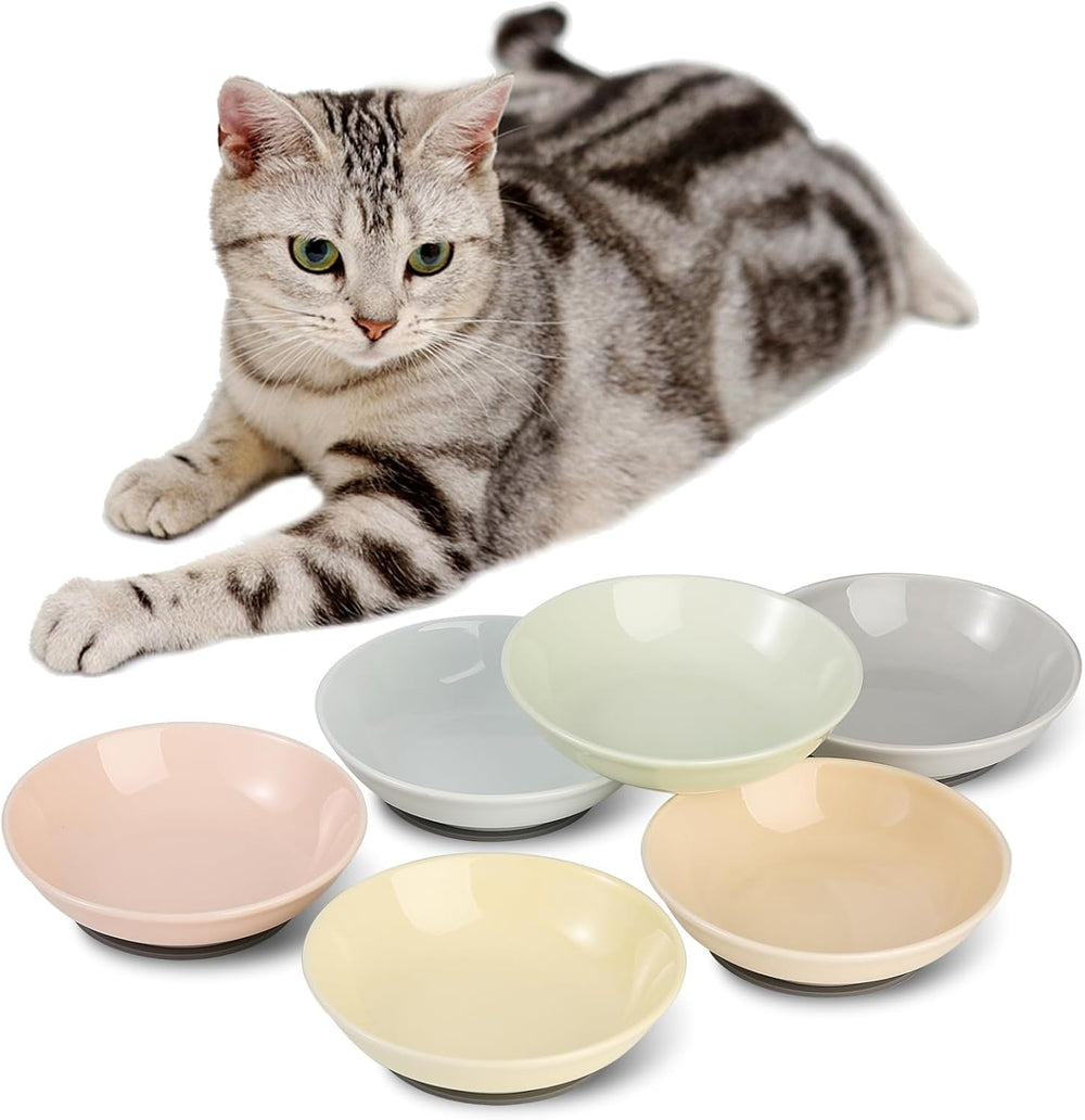 AHX ceramic cat bowls, colorful set for vibrant mealtime appeal.