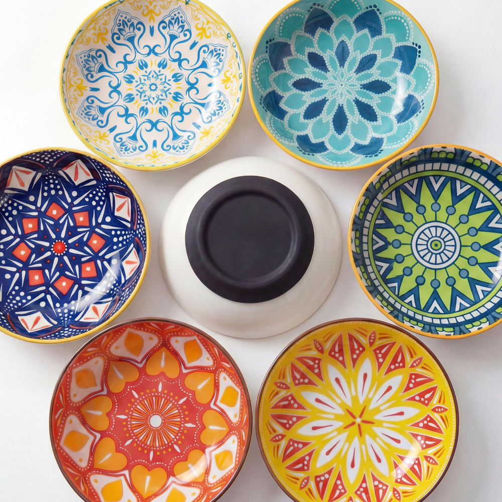 AHX ceramic cat bowls multicolor six-pack for stylish mealtime