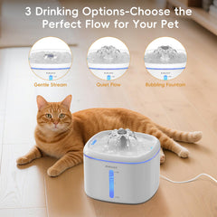 AIAUON cat fountain blue and red LED indicators for status