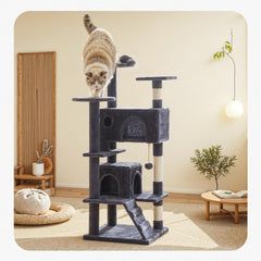Aidoly Cat Tree 54 Inch top perches offer safe elevated vantage points for lounging.