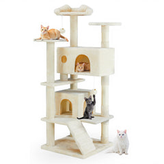 Aidoly Cat Tree 54 Inch top perches offer elevated vantage points for curious cats.