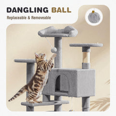 Aidoly cat tree dangling balls with bells spark playful hunting moments
