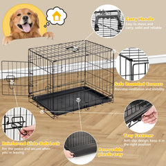 Aidoly dog crate showing leak-proof tray for easy cleanup.