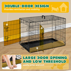 Aidoly metal-wire kennel includes leak-proof tray for easy cleanup.