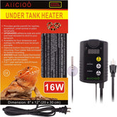 Aiicioo under-tank heater shows compact 8x12 inch mat ready for terrarium warmth