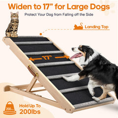 AIMSEAL dog ramp made of sturdy wood, supporting up to 200 pounds