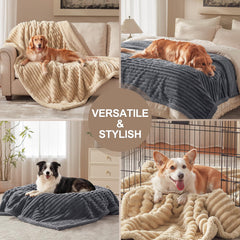 AIPERRO reversible dog blanket showing dual textures for versatile comfort.