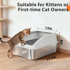 AIPERRO small-cat litter box with low-entry allows easy access for older or injured pets.